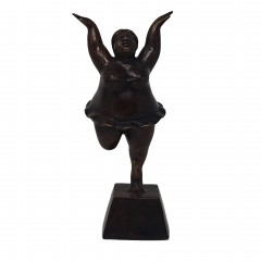 BRONZ BALLET LADY ON STAND WIDE ARM - BRONZE STATUES